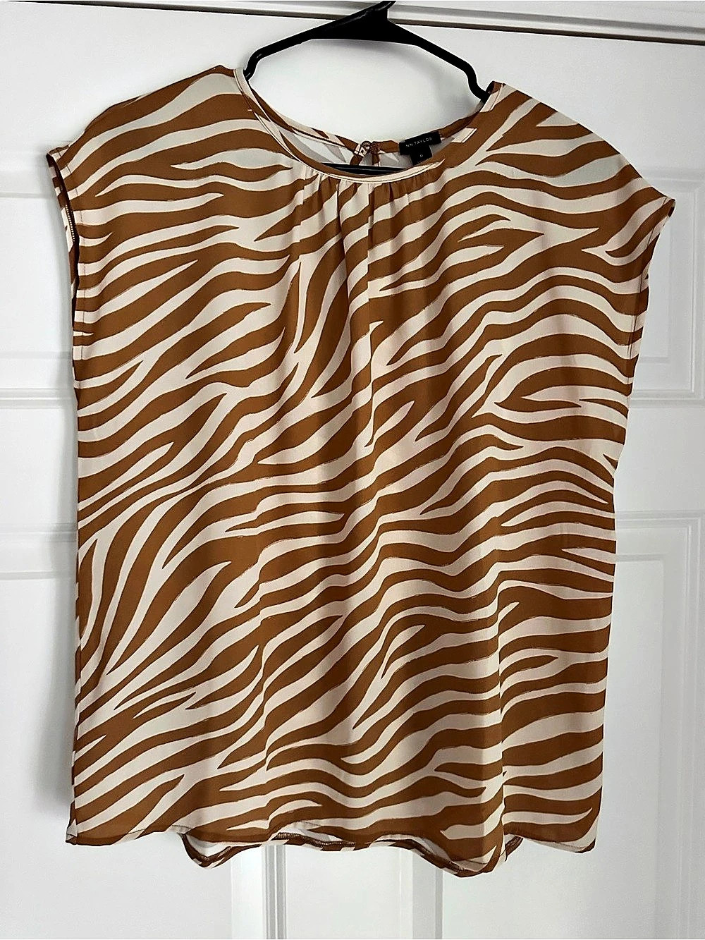 Ann Taylor Zebra Print Blouse in Brown & White